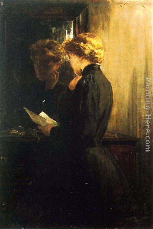 The Letter painting - James Carroll Beckwith The Letter art painting